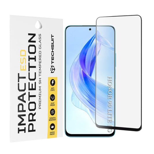 Folie de protectie Ecran Techsuit pentru Honor 90 Lite, Sticla Securizata, Full Glue, Neagra