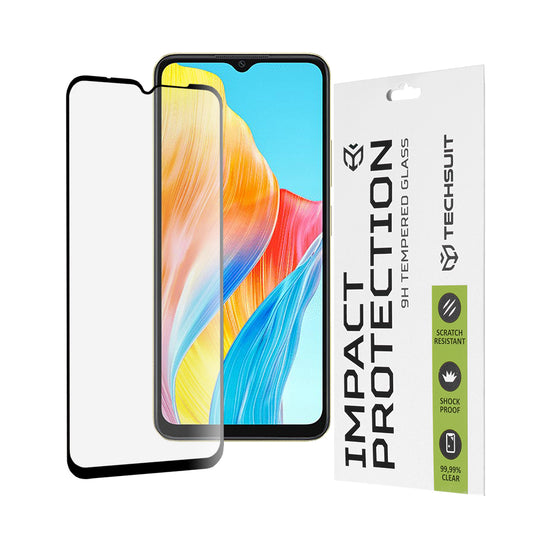Folie de protectie Ecran Techsuit pentru Oppo A18 / A38, Sticla Securizata, Full Glue, 111D, Neagra