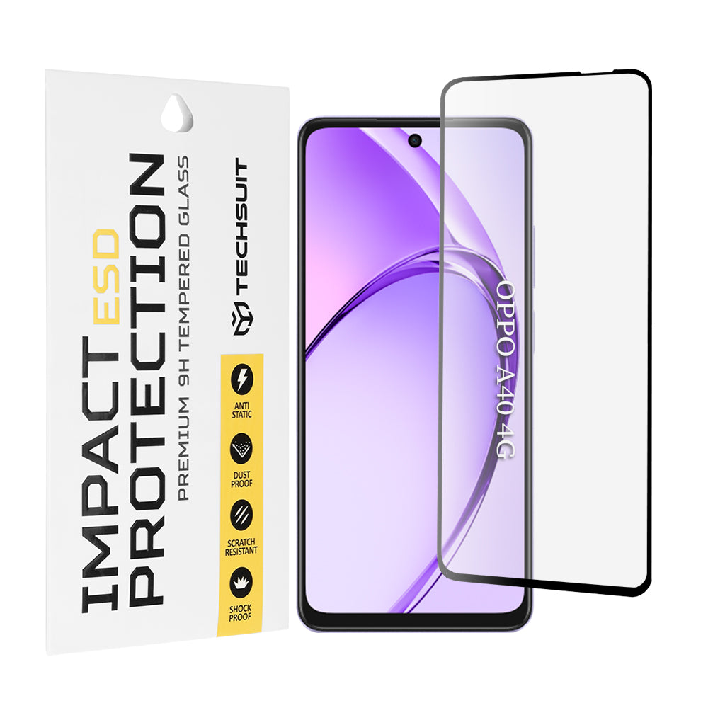 Folie de protectie Ecran Techsuit pentru Oppo A3 4G / A3 5G, Sticla Securizata, Full Glue, Neagra