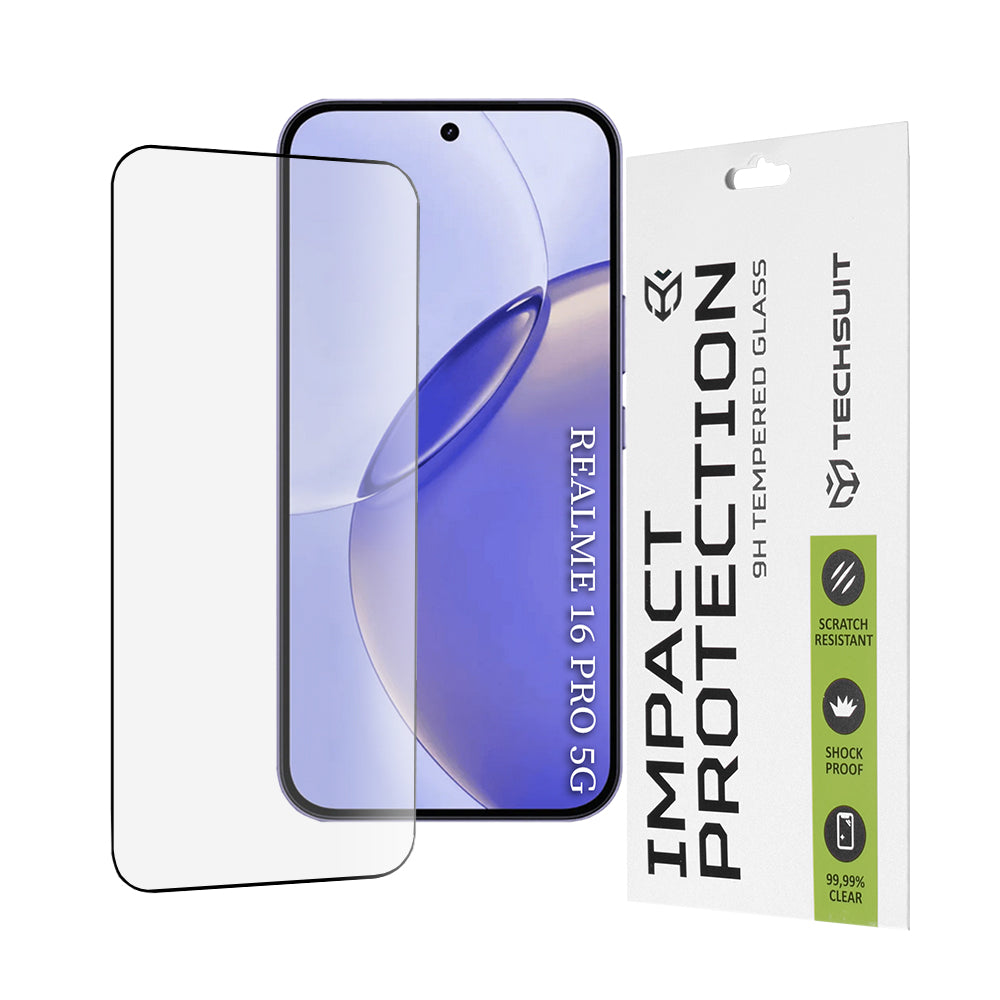 Folie de protectie Ecran Techsuit pentru Realme 16 Pro, Sticla Securizata, Full Glue, 111D, Neagra