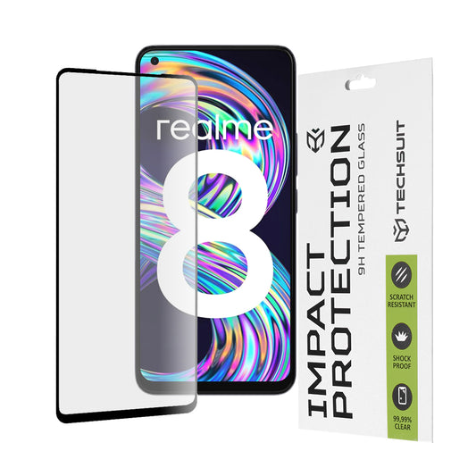 Folie de protectie Ecran Techsuit pentru Realme 8 Pro / 8, Sticla Securizata, Full Glue, 111D, Neagra