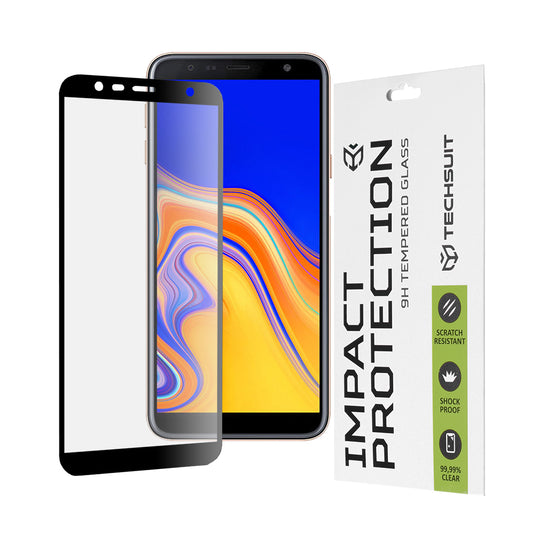 Folie de protectie Ecran Techsuit pentru Samsung Galaxy J6+ J610 / J4 Plus (2018) J415, Sticla Securizata, Full Glue, 111D, Neagra