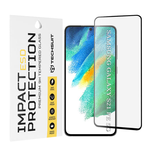 Folie de protectie Ecran Techsuit pentru Samsung Galaxy S21 FE 5G G990, Sticla Securizata, Full Glue, Neagra