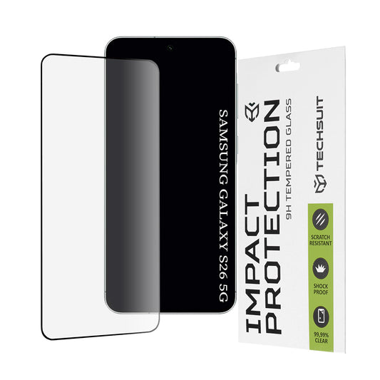 Folie de protectie Ecran  Techsuit pentru Samsung Galaxy S26, Sticla Securizata, Full Glue, 111D, Neagra