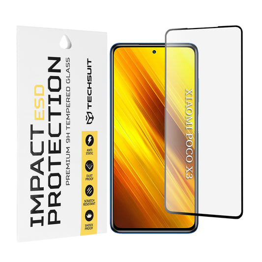 Folie de protectie Ecran Techsuit pentru Xiaomi Poco X3 Pro / X3 NFC / X3, Sticla Securizata, Full Glue, Neagra