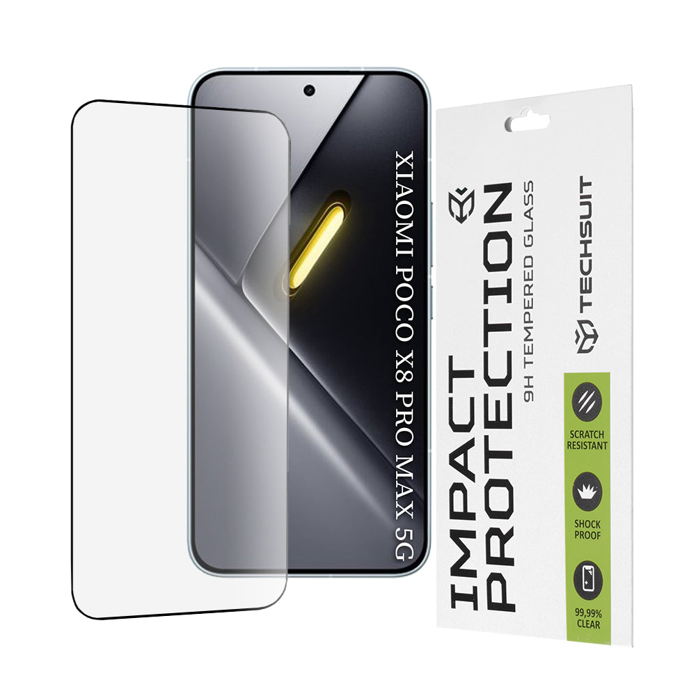 Folie de protectie Ecran Techsuit pentru Xiaomi Poco X8 Pro Max, Sticla Securizata, Full Glue, 111D, Neagra