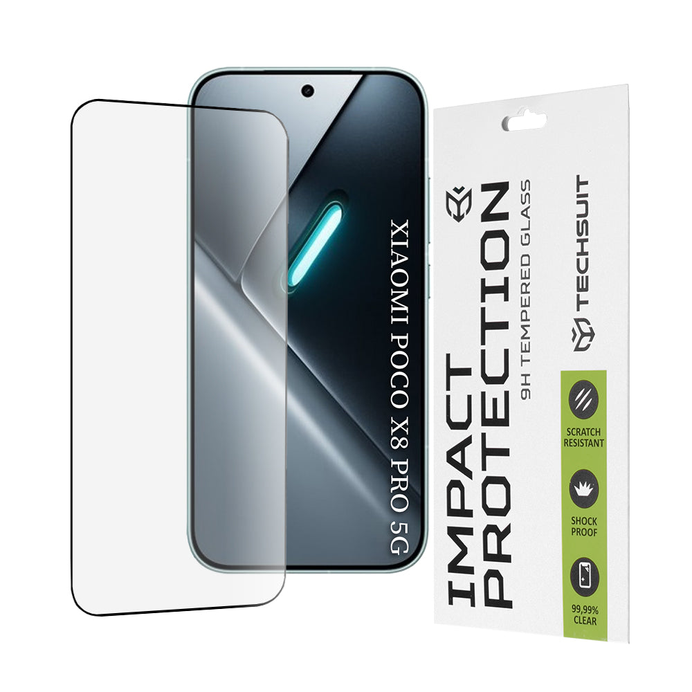 Folie de protectie Ecran Techsuit pentru Xiaomi Poco X8 Pro, Sticla Securizata, Full Glue, 111D, Neagra