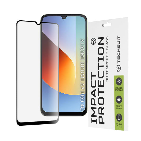 Folie de protectie Ecran Techsuit pentru Xiaomi Redmi A7 Pro 4G, Sticla Securizata, Full Glue, 111D, Neagra