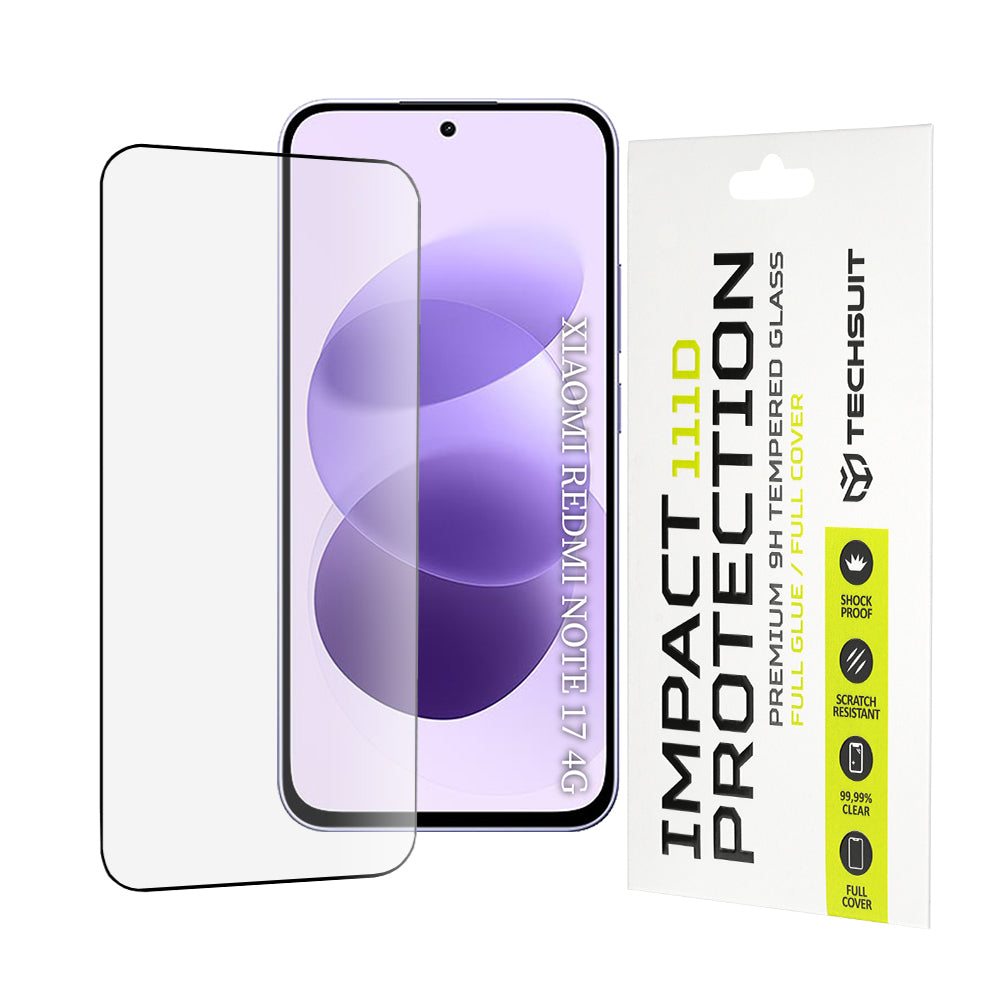 Folie de protectie Ecran Techsuit pentru Xiaomi Redmi Note 17 4G / Note 17 5G, Sticla Securizata, Full Glue, 111D, Neagra