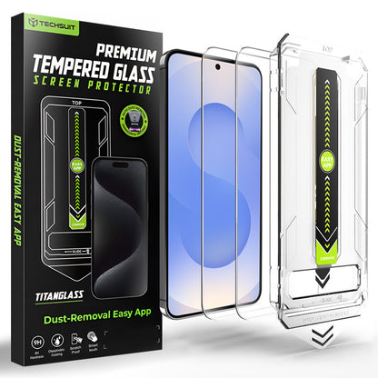 Folie de protectie Ecran Techsuit TitanGlass CrystalHD pentru Samsung Galaxy S26 S942, Sticla Securizata, Full Glue, Set 2 bucati