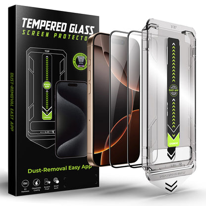 Folie de protectie Ecran Techsuit TitanGlass pentru Apple iPhone 16 / 15, Sticla Securizata, Full Glue, Set 2 bucati, Neagra