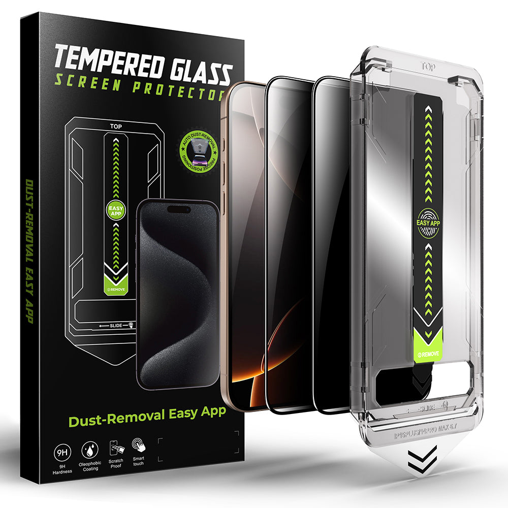 Folie de protectie Ecran Privacy Techsuit TitanGlass pentru Apple iPhone 16 Plus / 15 Plus, Sticla Securizata, Full Glue, Set 2 bucati