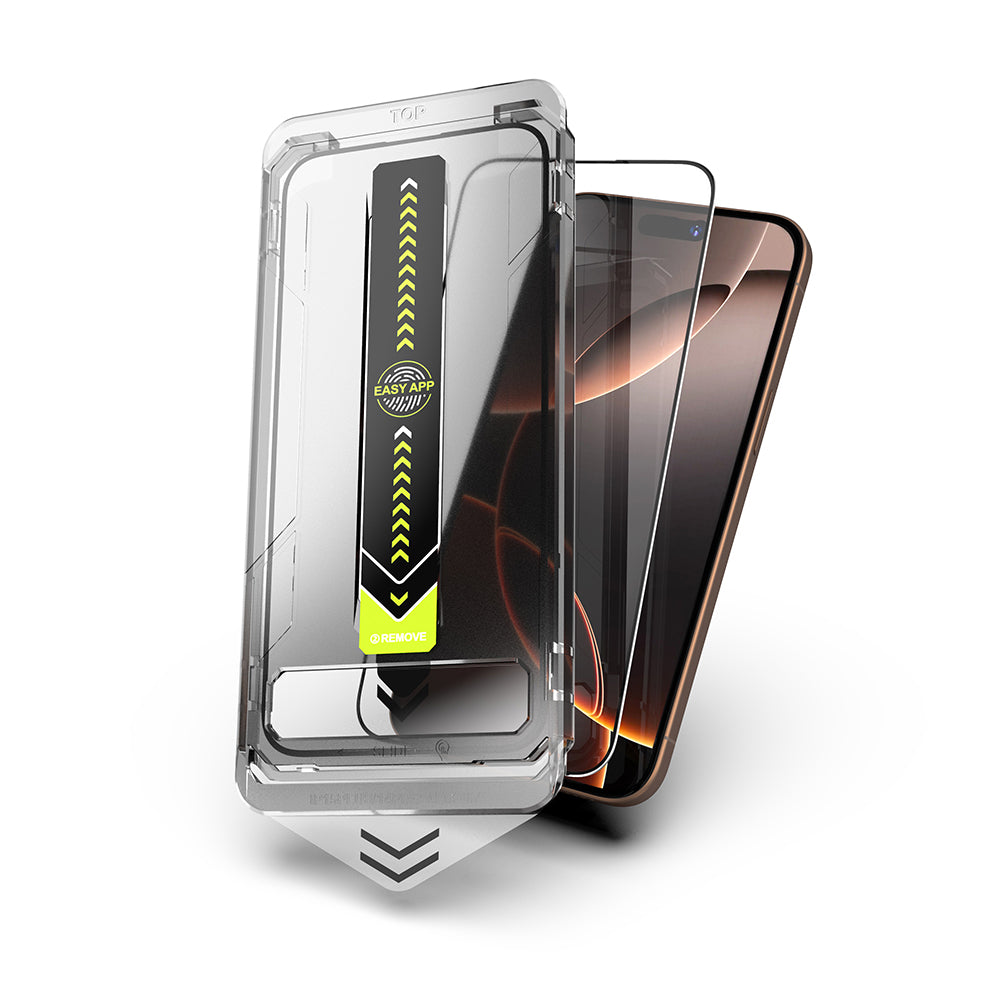 Folie de protectie Ecran Techsuit TitanGlass pentru Apple iPhone 17 / 16 Pro, Sticla Securizata, Full Glue, Neagra