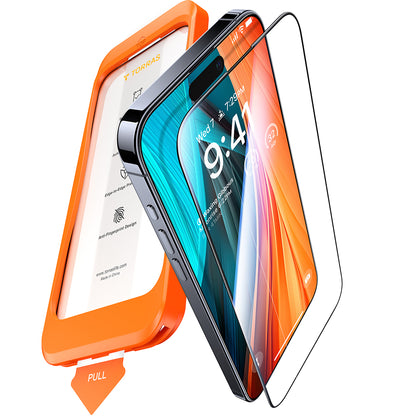 Folie de protectie Ecran Torras GlassGo Install Master pentru Apple iPhone 16 Pro Max, Sticla Securizata, Full Glue, Neagra