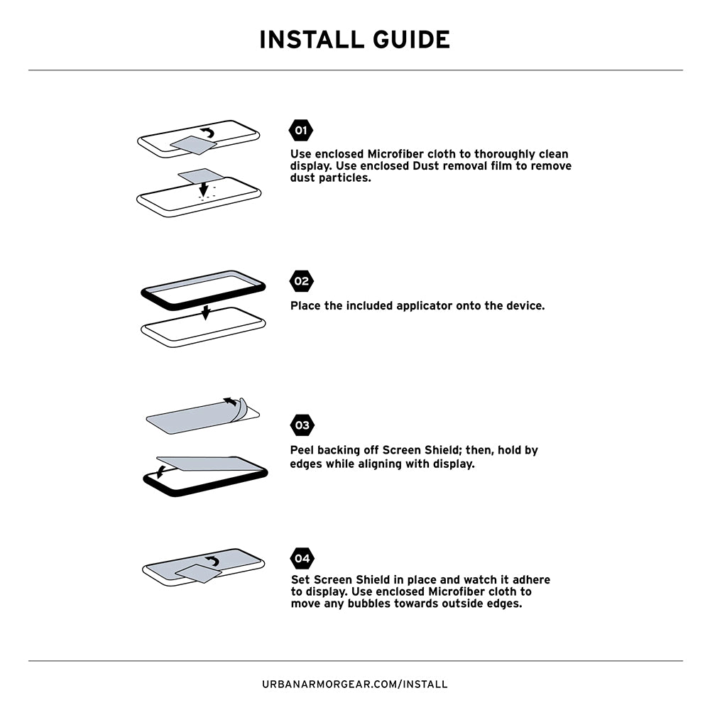 Folie de protectie Ecran Urban Armor Gear Shield pentru Apple iPhone 17 Pro Max, Sticla Securizata, Full Glue, Neagra