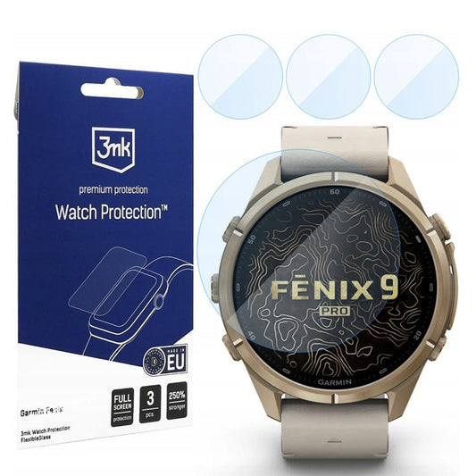 Folie Protectie 3MK FlexibleGlass pentru Garmin Fenix 9 Pro 43mm, Set 3 bucati, Sticla Flexibila