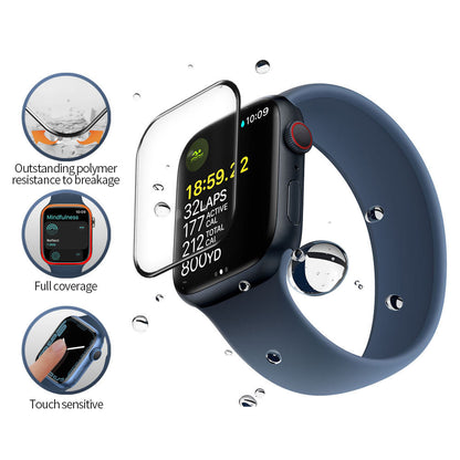 Folie Protectie Blueo High Molecule pentru Apple Watch Series 10 42mm, Sticla Securizata, Neagra