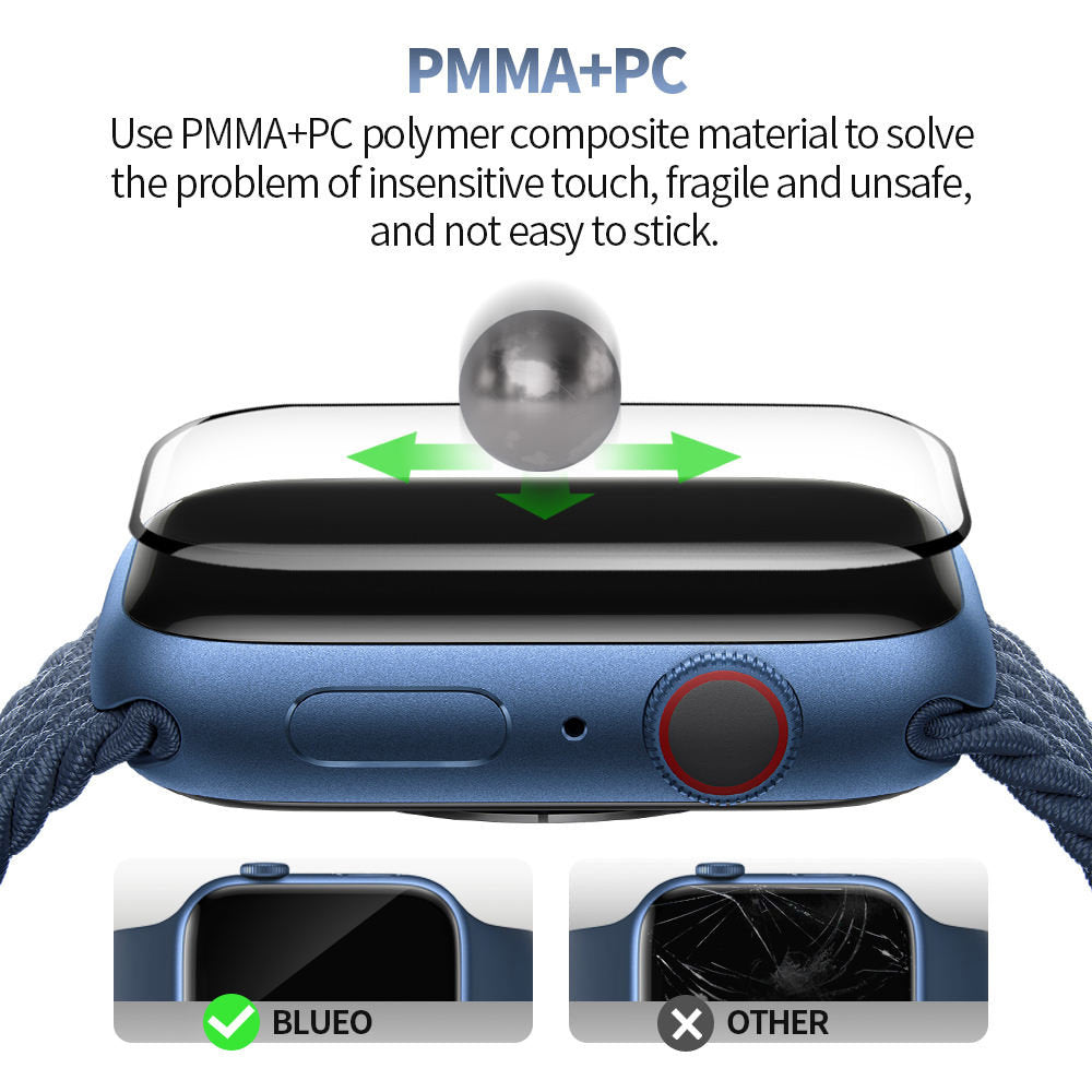 Folie Protectie Blueo High Molecule pentru Apple Watch Series 10 42mm, Sticla Securizata, Neagra