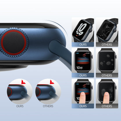Folie Protectie Blueo High Molecule pentru Apple Watch 8 / 7 41mm Series, Sticla Securizata, Neagra