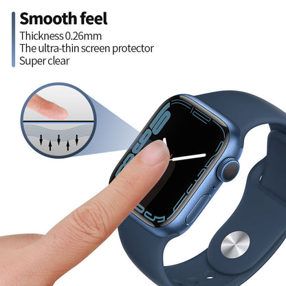 Folie Protectie Blueo High Molecule pentru Apple Watch 8 / 7 41mm Series, Sticla Securizata, Neagra