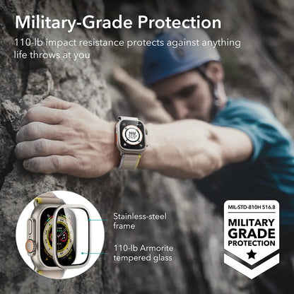 Folie Protectie ESR Armorite pentru Apple Watch Ultra Series, Set 2 bucati, Sticla Securizata, Bronz