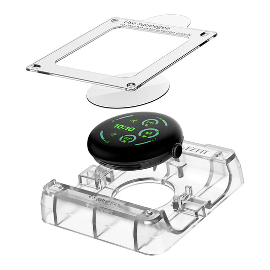Folie Protectie Spigen Elite Shield EZ FIT pentru Google Pixel Watch 41mm Series, Set 2 bucati, Sticla Securizata, Transparenta AFL08524