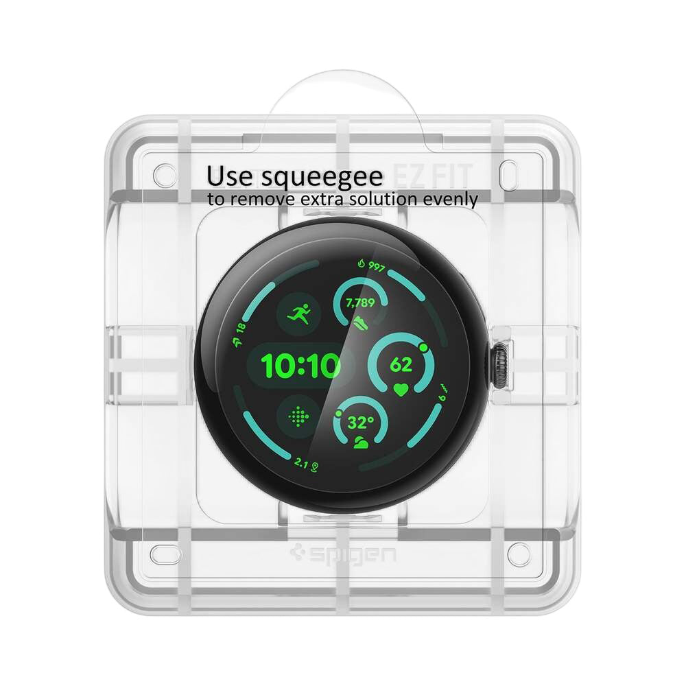 Folie Protectie  Spigen Elite Shield EZ FIT pentru Google Pixel Watch 45mm Series, Set 2 bucati, Sticla Securizata, Transparenta AFL08525
