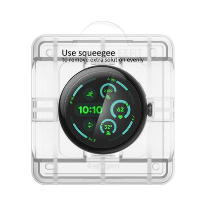 Folie Protectie  Spigen Elite Shield EZ FIT pentru Google Pixel Watch 45mm Series, Set 2 bucati, Sticla Securizata, Transparenta AFL08525