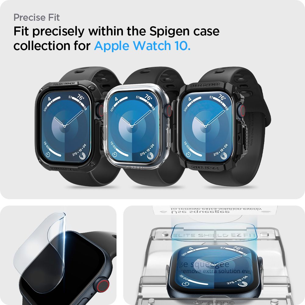 Folie Protectie Spigen Elite Shield EZ FIT pentru Apple Watch 46mm Series, Set 2 bucati, Plastic AFL08579