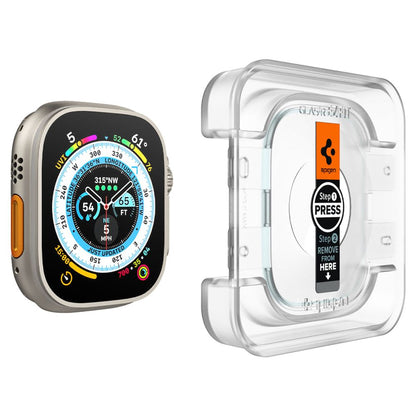 Folie Protectie Spigen GlastR EZ FIT pentru Apple Watch Ultra Series, Set 2 bucati, Sticla Securizata  AGL05556