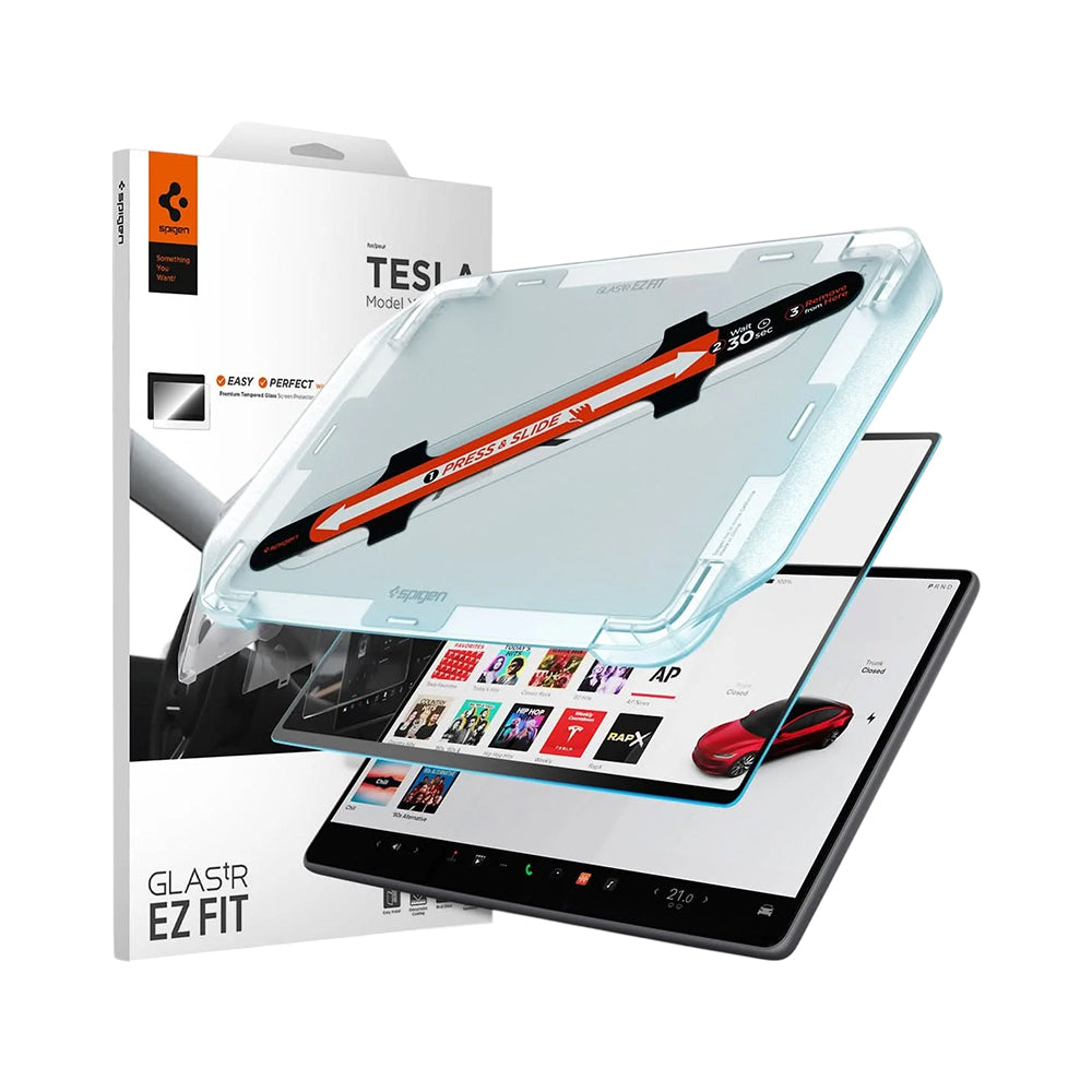 Folie Protectie Spigen GlastR EZ FIT Anti-Glare FC pentru Navigatie Tesla Y (2026 / 2025) / 3 (2026 / 2025 / 2024), Sticla Securizata AGL07152