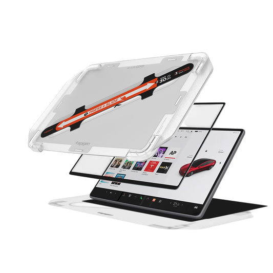 Folie Protectie Spigen GlastR EZ FIT pentru Navigatie Tesla Y (2026 / 2025) / 3 (2026 / 2025 / 2024), Sticla Securizata AGL10654
