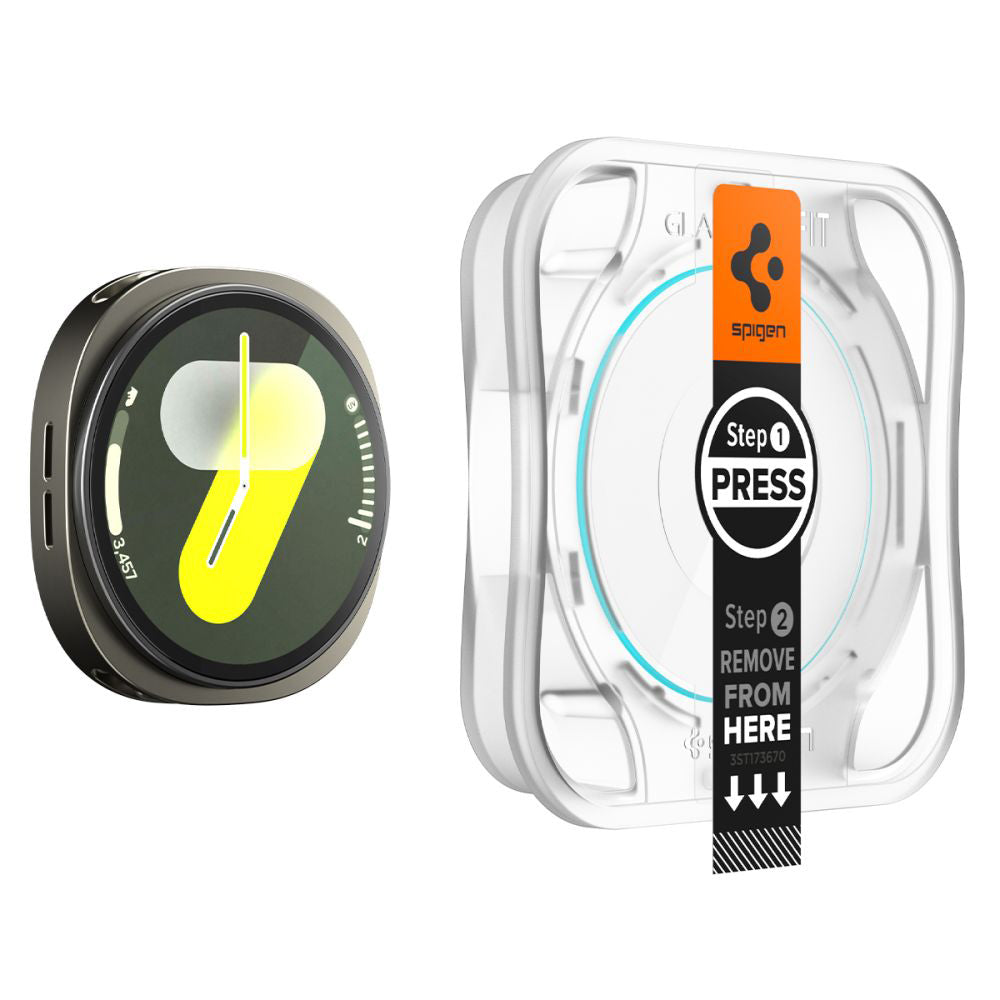 Folie Protectie Spigen GlastR EZ FIT pentru Samsung Galaxy Watch8 44mm, Set 2 bucati, Sticla Securizata AGL09874
