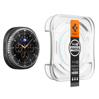Folie Protectie Spigen GlastR EZ FIT pentru Samsung Galaxy Watch8 Classic, Set 2 bucati, Sticla Securizata AGL09877
