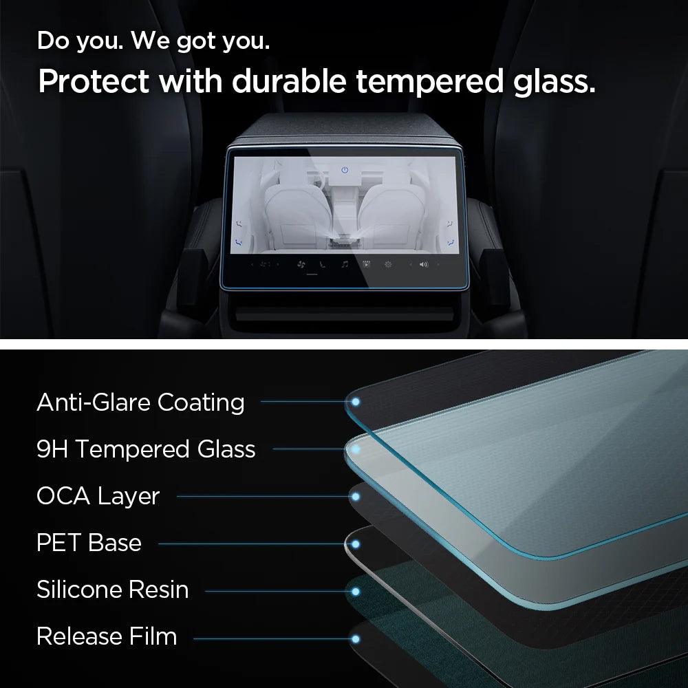 Folie Protectie Spigen GlastR Slim Anti-Glare pentru Navigatie Tesla Y (2026 / 2025) / 3 (2026 / 2025 / 2024), Sticla Securizata AGL07586