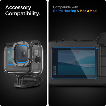 Folie Protectie Ecran si Lentila Spigen GlastR Slim pentru GoPro Hero 12 / 9 / 10 / 11, Sticla Securizata, Set 6 bucati AGL03045