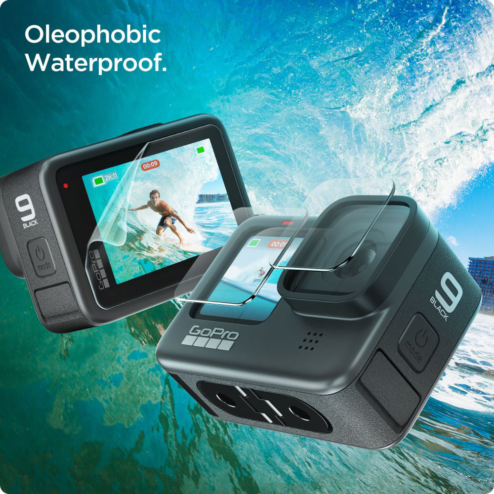 Folie Protectie Ecran si Lentila Spigen GlastR Slim pentru GoPro Hero 12 / 9 / 10 / 11, Sticla Securizata, Set 6 bucati AGL03045