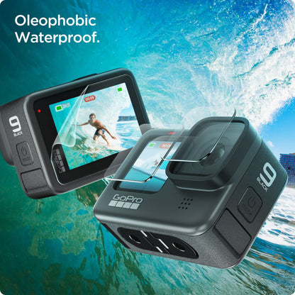 Folie Protectie Ecran si Lentila Spigen GlastR Slim pentru GoPro Hero 12 / 9 / 10 / 11, Sticla Securizata, Set 6 bucati AGL03045