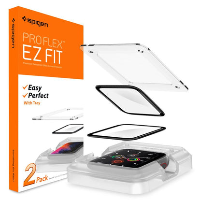 Folie Protectie Spigen ProFlex EZ FIT pentru Apple Watch 44mm Series, Set 2 bucati, Sticla Flexibila, Neagra