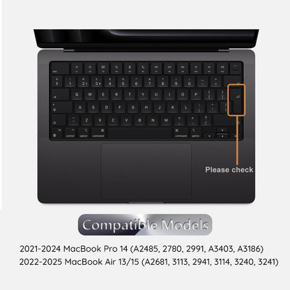 Husa Protectie Tastatura Techsuit PureTypeX pentru Apple MacBook Pro 14 (2021 - 2024) / Air 13 (2022 - 2025) / Air 15 (2022 - 2025), Transparenta