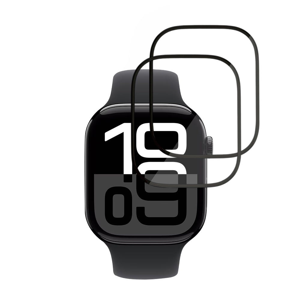 Folie Protectie Techsuit Nano Flex pentru Apple Watch Series 10 / 11 46mm, Set 2 bucati, Plastic, Neagra