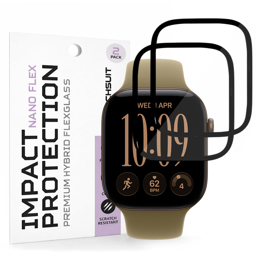 Folie Protectie Techsuit Nano Flex pentru Apple Watch Series 12 42mm, Plastic, Set 2 bucati, Neagra
