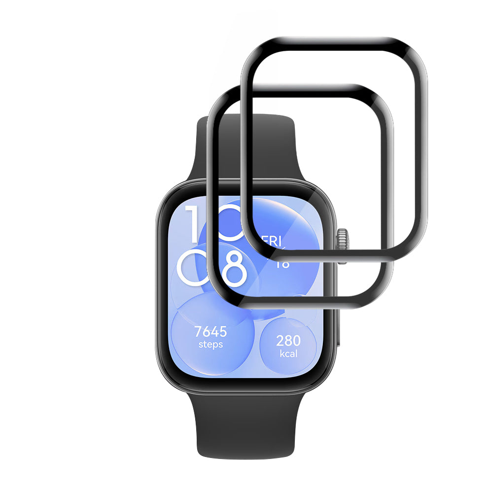 Folie Protectie Techsuit Nano Flex pentru Huawei Watch Fit 3, Set 2 bucati, Plastic, Neagra