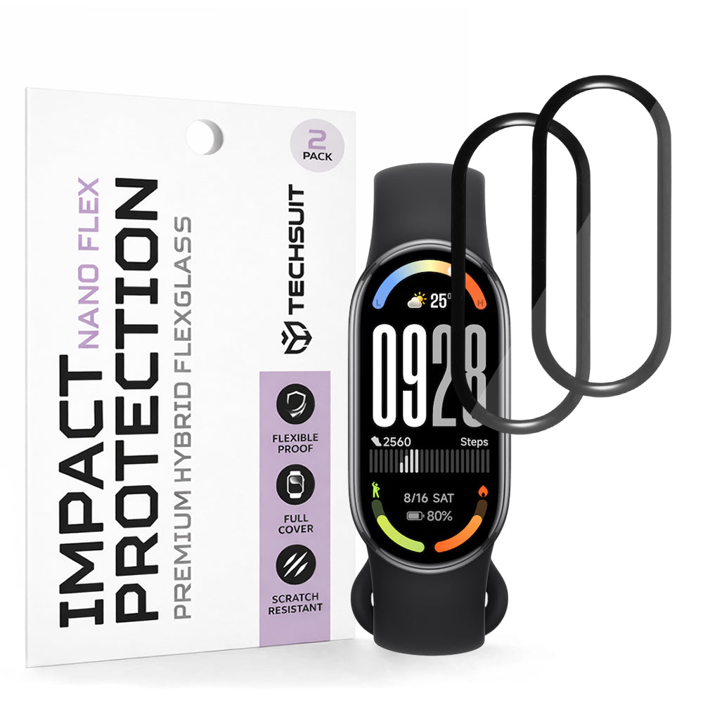 Folie Protectie Techsuit Nano Flex pentru Xiaomi Smart Band 10, Set 2 bucati, Plastic, Neagra