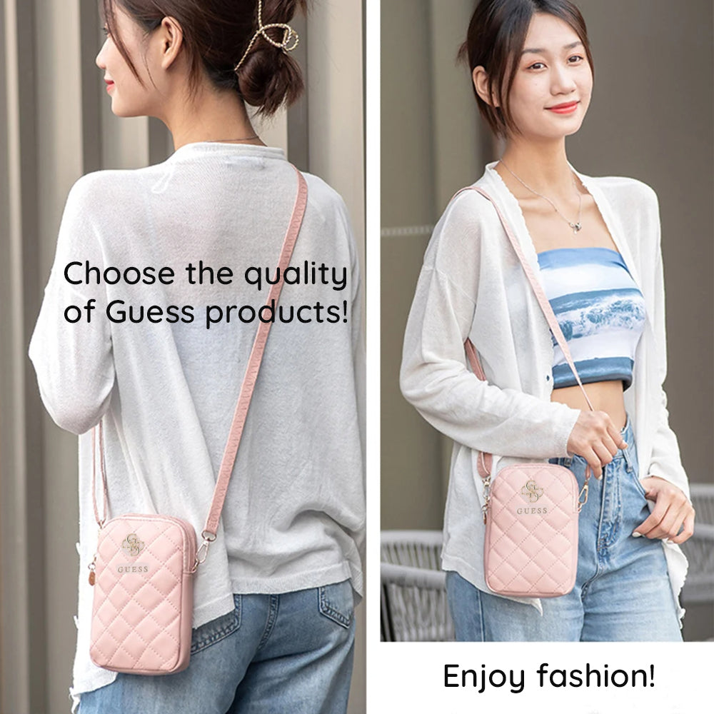Geanta Universala pentru Telefon, Guess, Quilted 4G, Roz