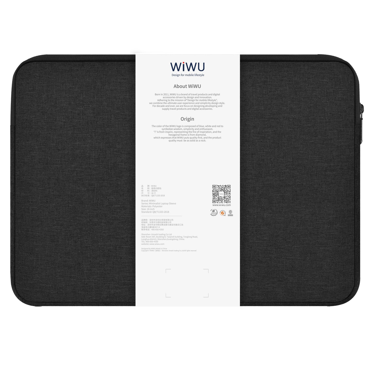 Geanta WiWu Minimalist Sleeve pentru Laptop 14inch, Neagra