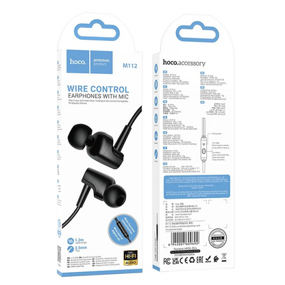 Handsfree 3.5mm HOCO M112, Negru