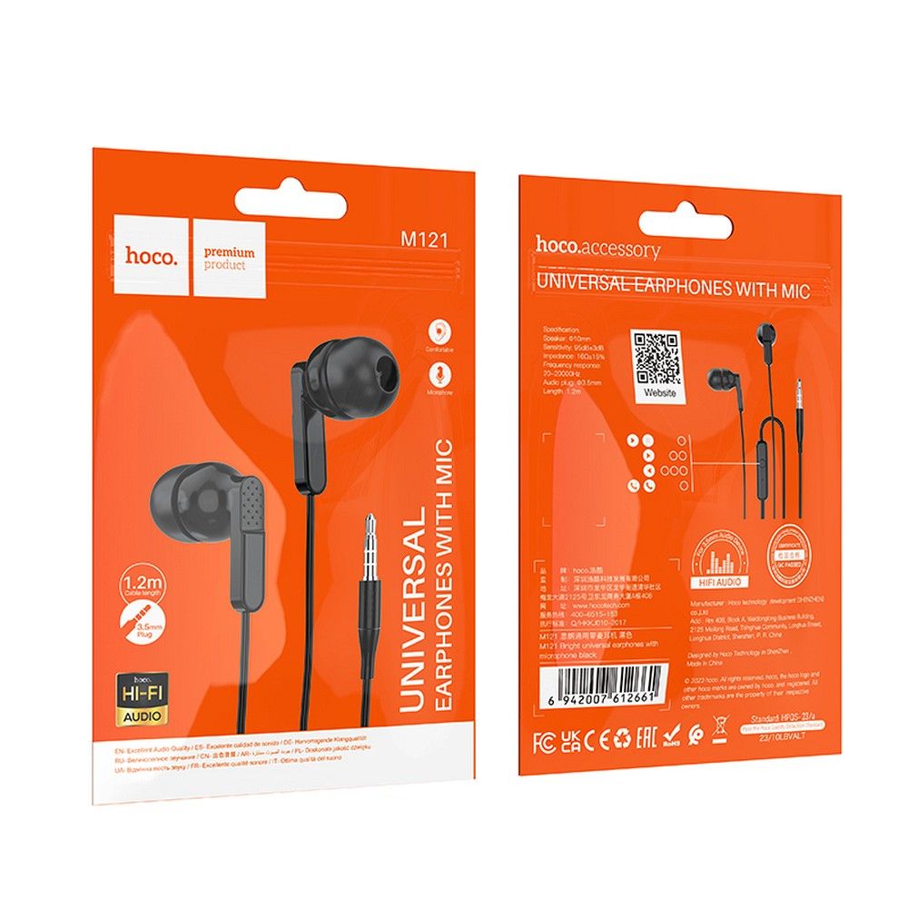 Handsfree 3.5mm HOCO M121, Negru