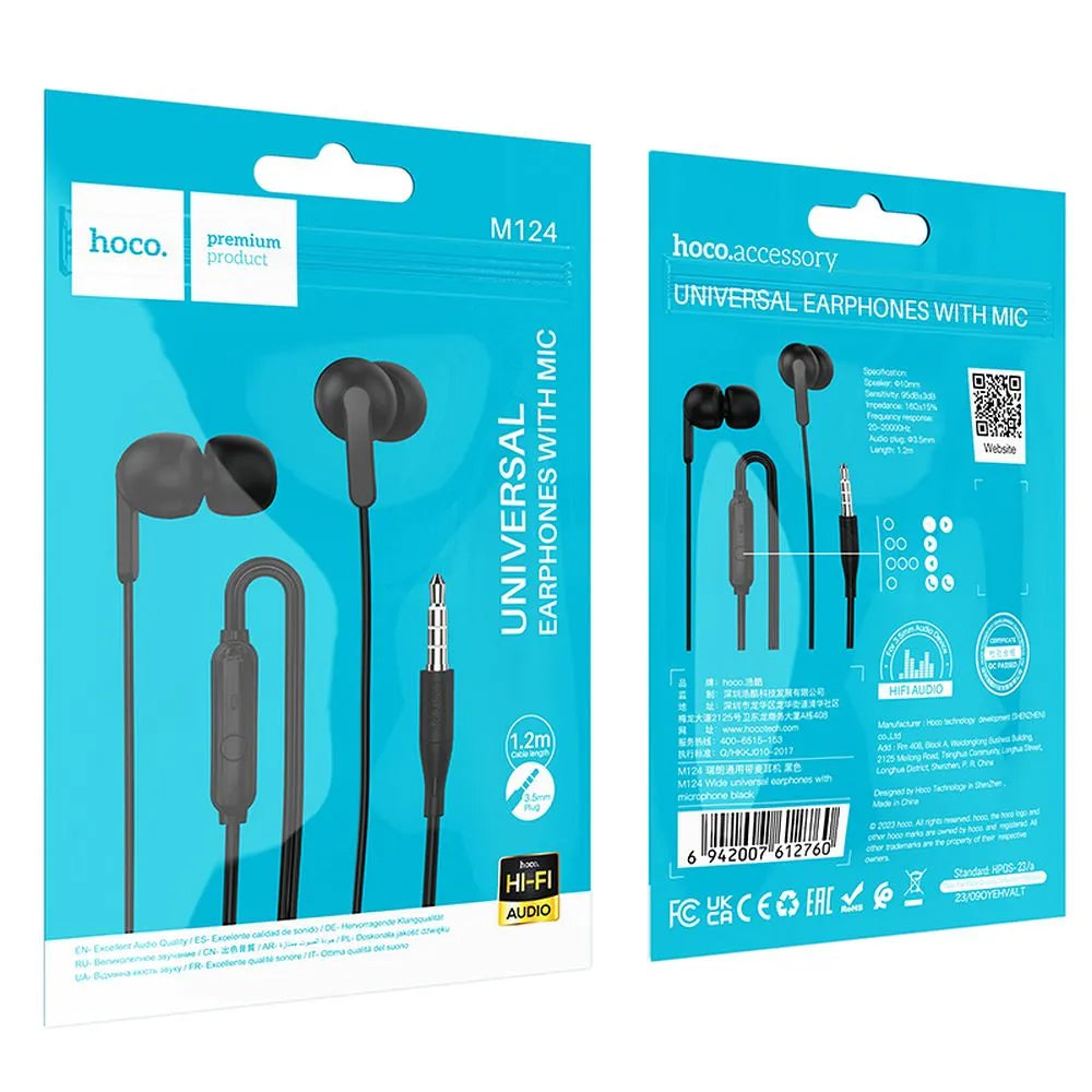 Handsfree 3.5mm HOCO M124, Negru