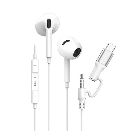 Handsfree 3.5mm / USB-C Lito LF03, Alb